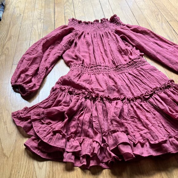 Misa Los Angeles Size S Pink Brick Darla Off Shoulder Mini Dress - Picture 7 of 15